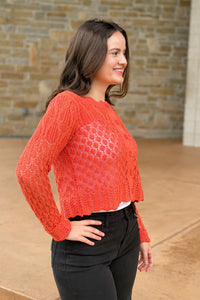 Scallop Cable Knit Cardigan - Coral