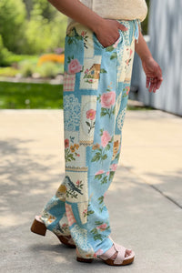 Barrel Leg Floral Jogger Pants