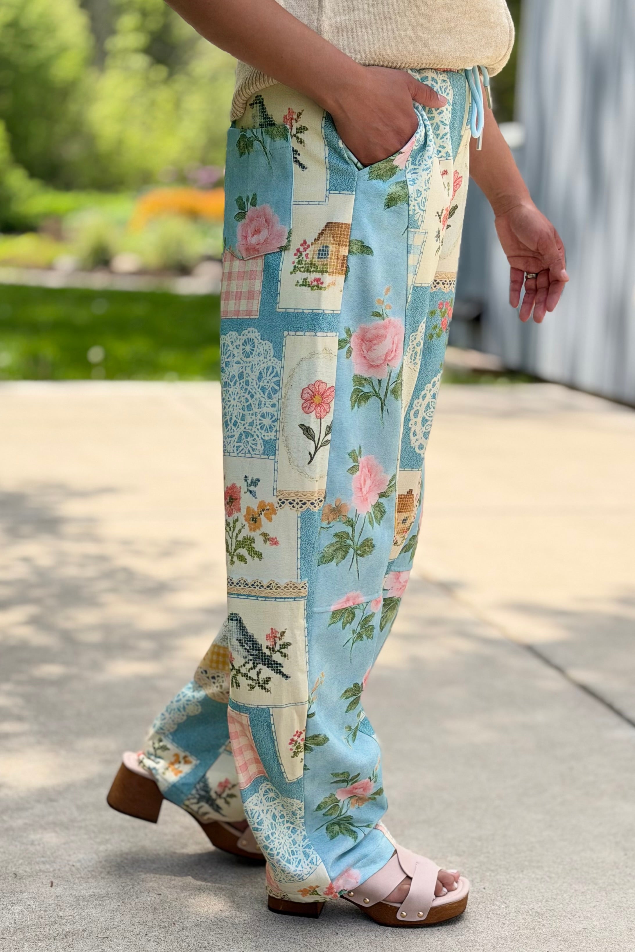 Barrel Leg Floral Jogger Pants