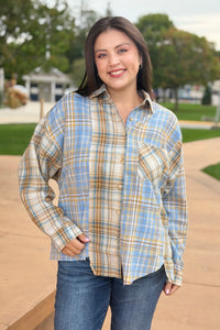 Kambrie Plaid Flannel Shirt - Tan