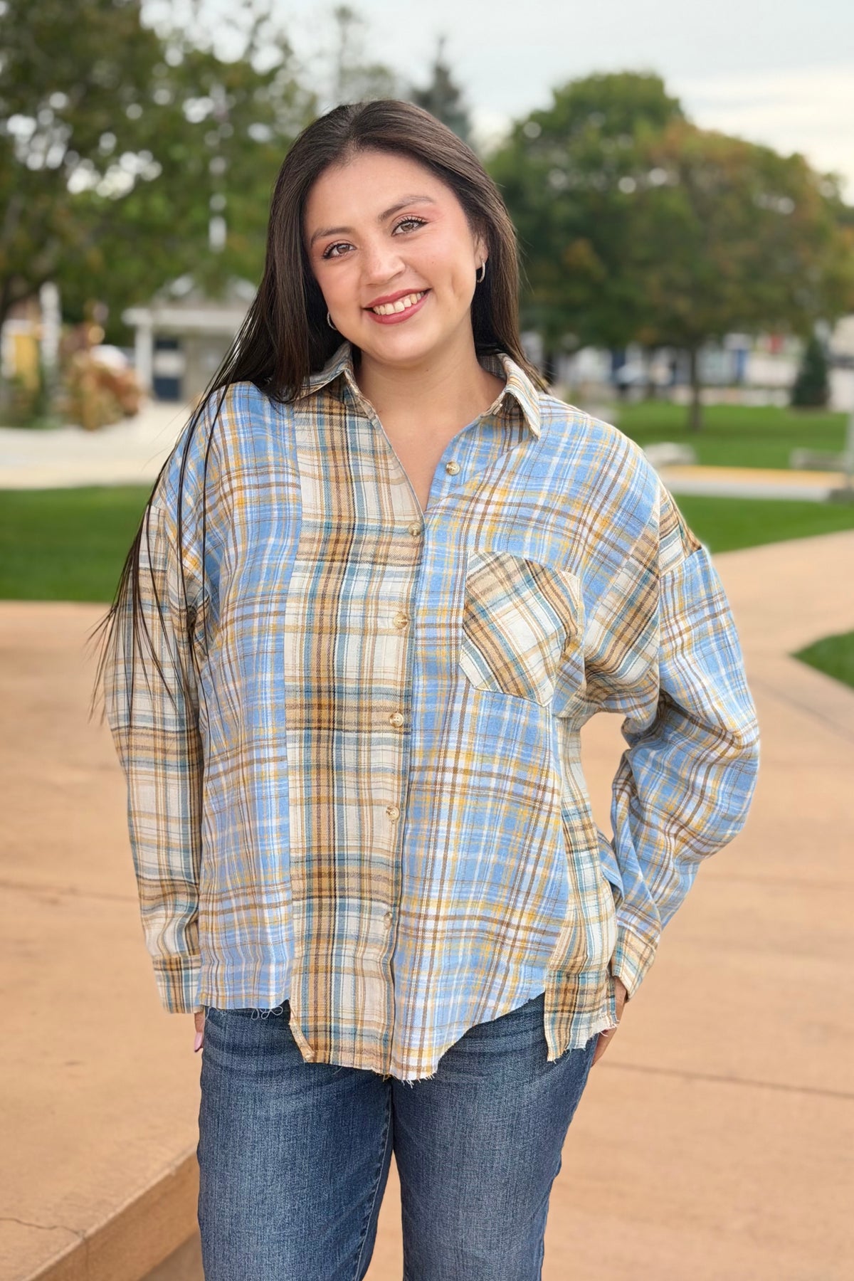Kambrie Plaid Flannel Shirt - Tan