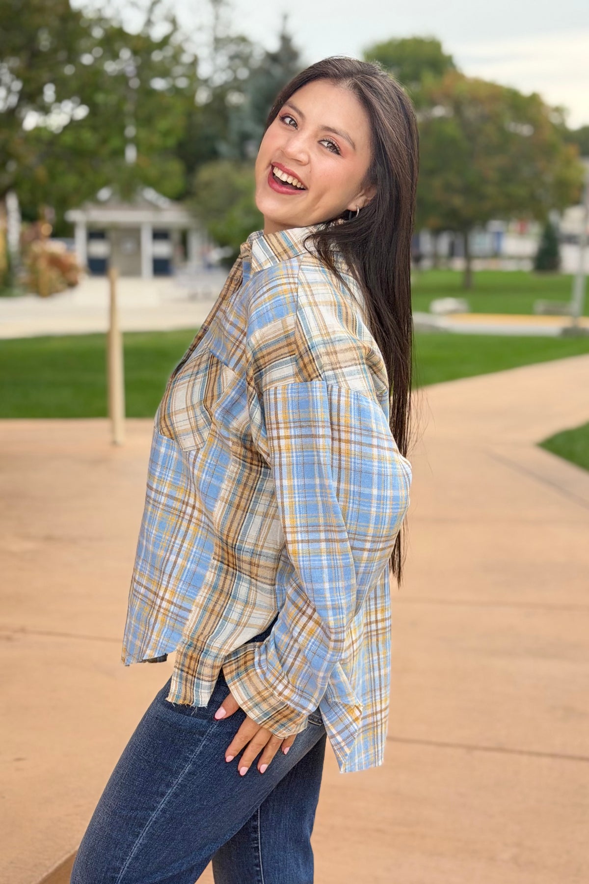 Kambrie Plaid Flannel Shirt - Tan