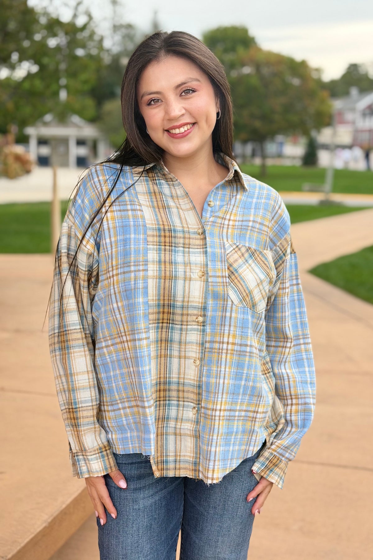 Kambrie Plaid Flannel Shirt - Tan