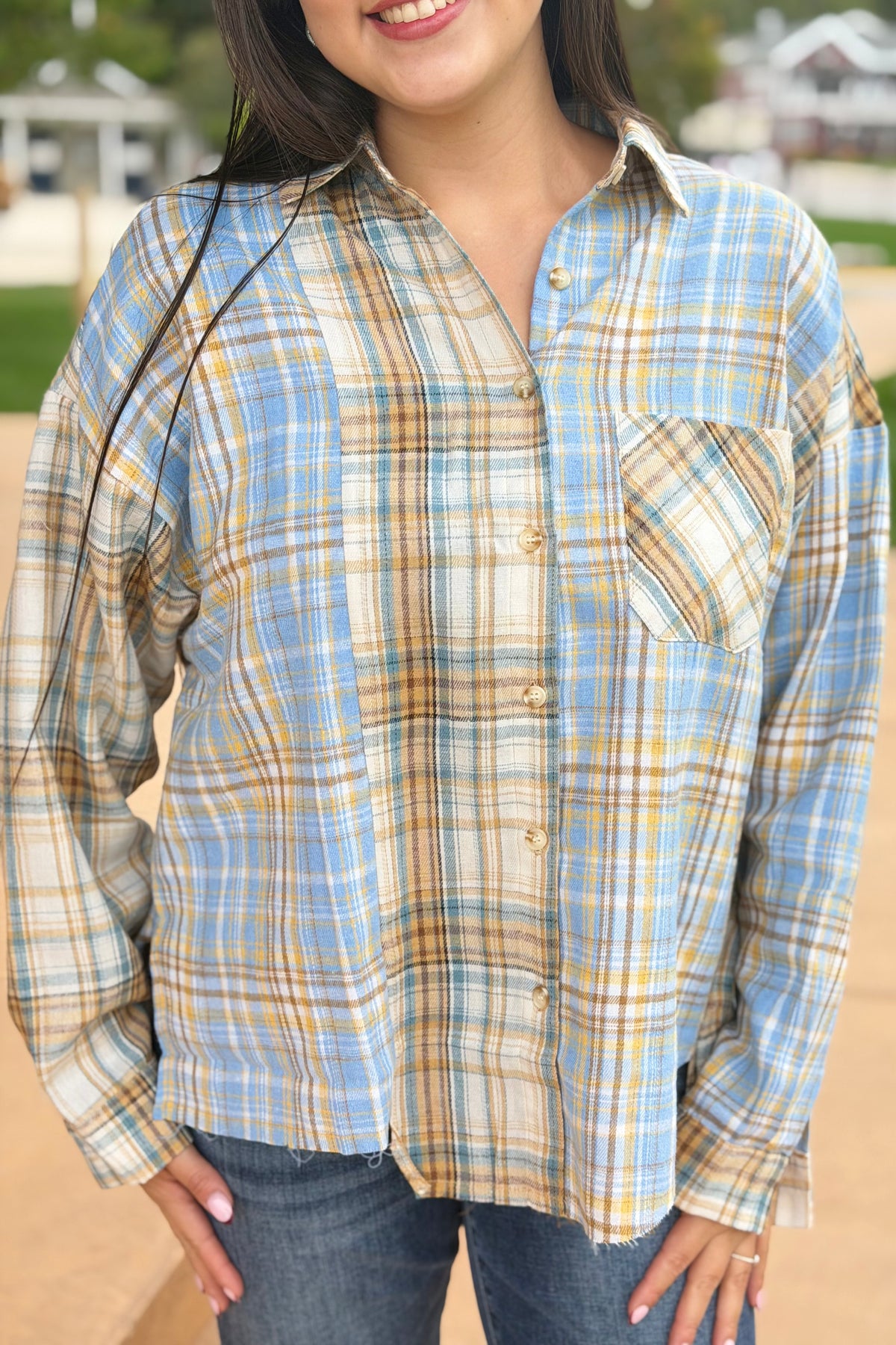 Kambrie Plaid Flannel Shirt - Tan