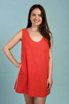 Scoop Neck Shift Dress - Coral