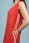 Scoop Neck Shift Dress - Coral