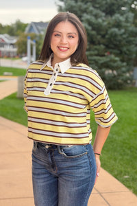 Striped Rugby Polo Top - Butter