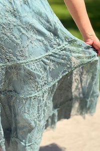 Tiered Lace Midi Skirt - Jade