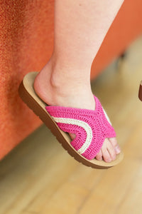 Vera Woven Raffia Sandal - Fuchsia