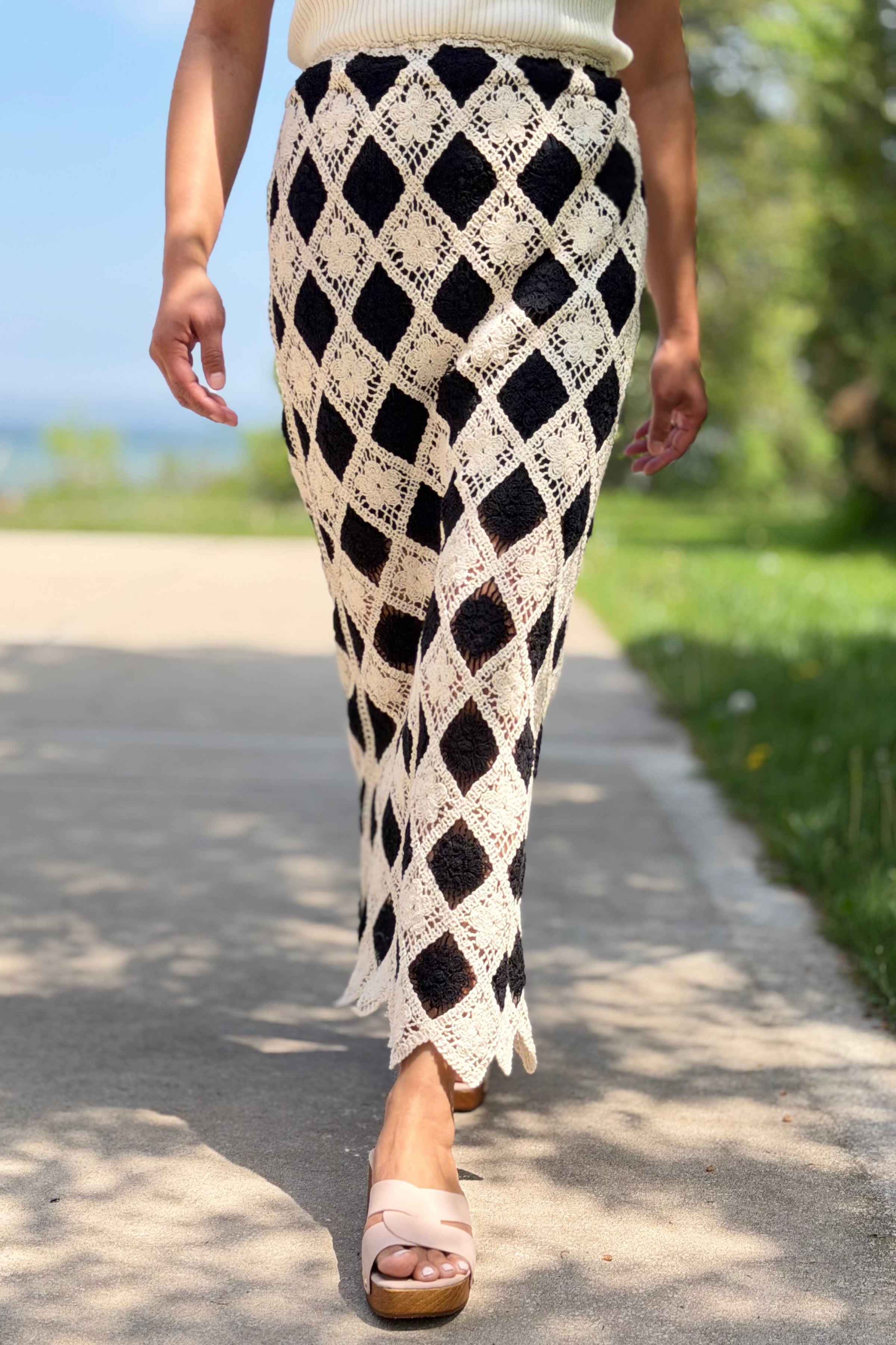 Crochet Diamond Midi Skirt