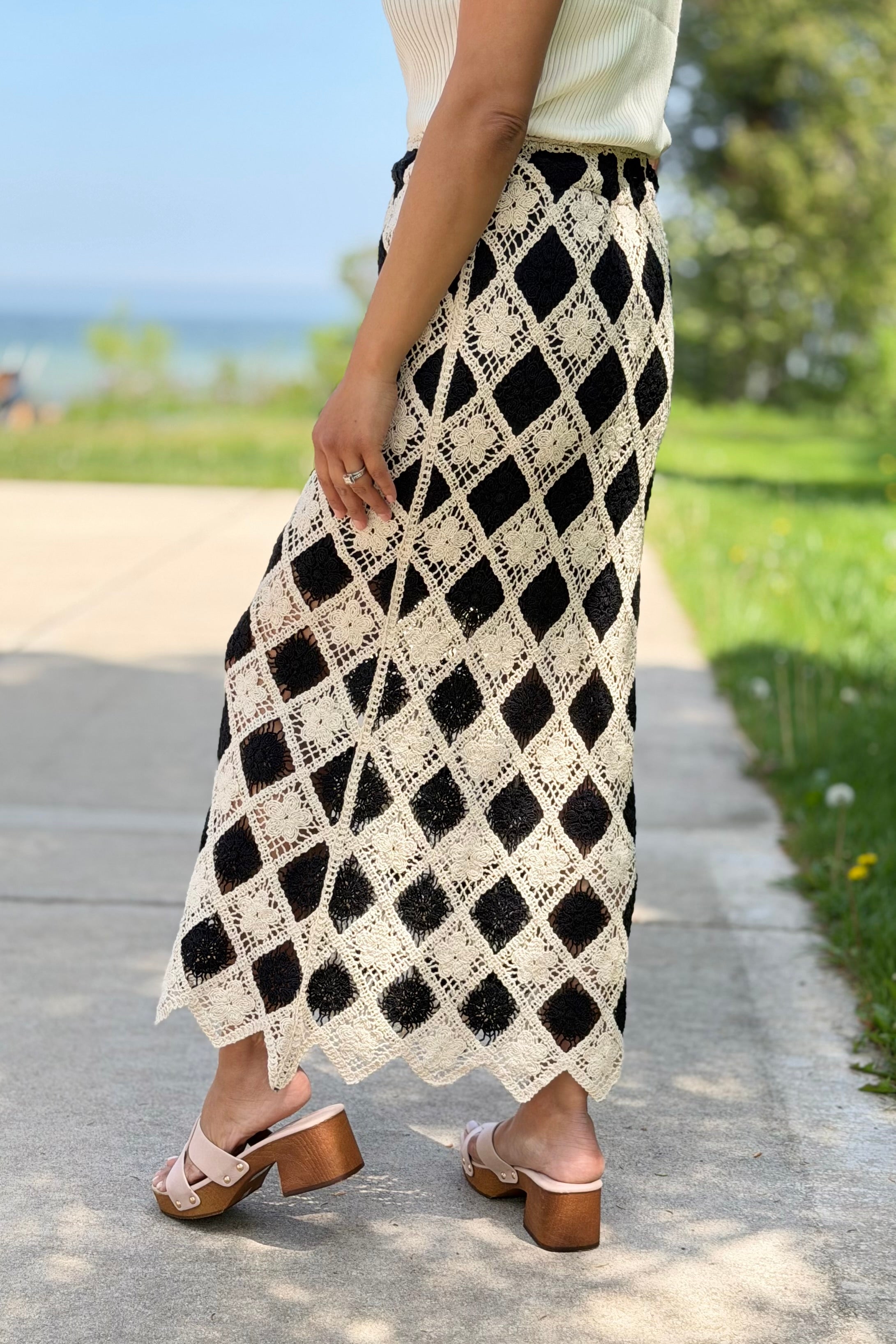 Crochet Diamond Midi Skirt