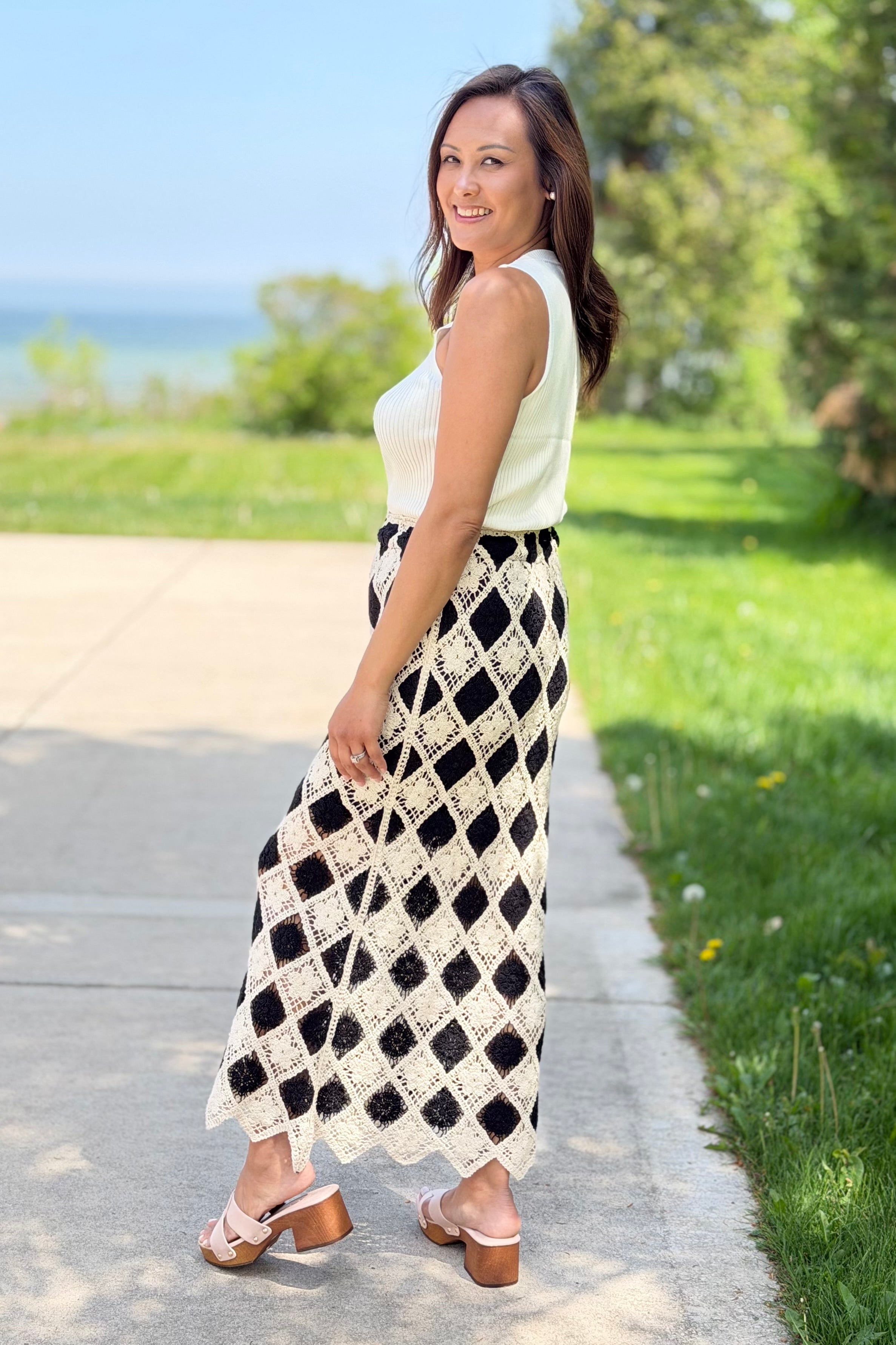 Crochet Diamond Midi Skirt