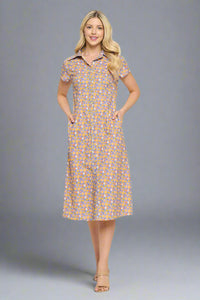 Retro Daisy Midi Dress Lavender