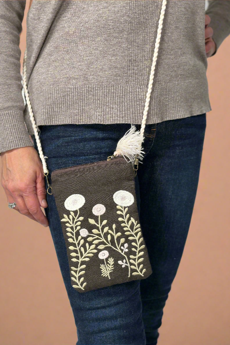 Embroidered Garden Sling Bag