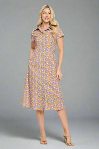 Retro Daisy Midi Dress Lavender