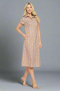 Retro Daisy Midi Dress Lavender