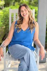 Nasia Gauze Tank - Azure