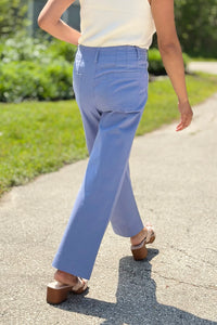 High Waist Cropped Pants - Blue