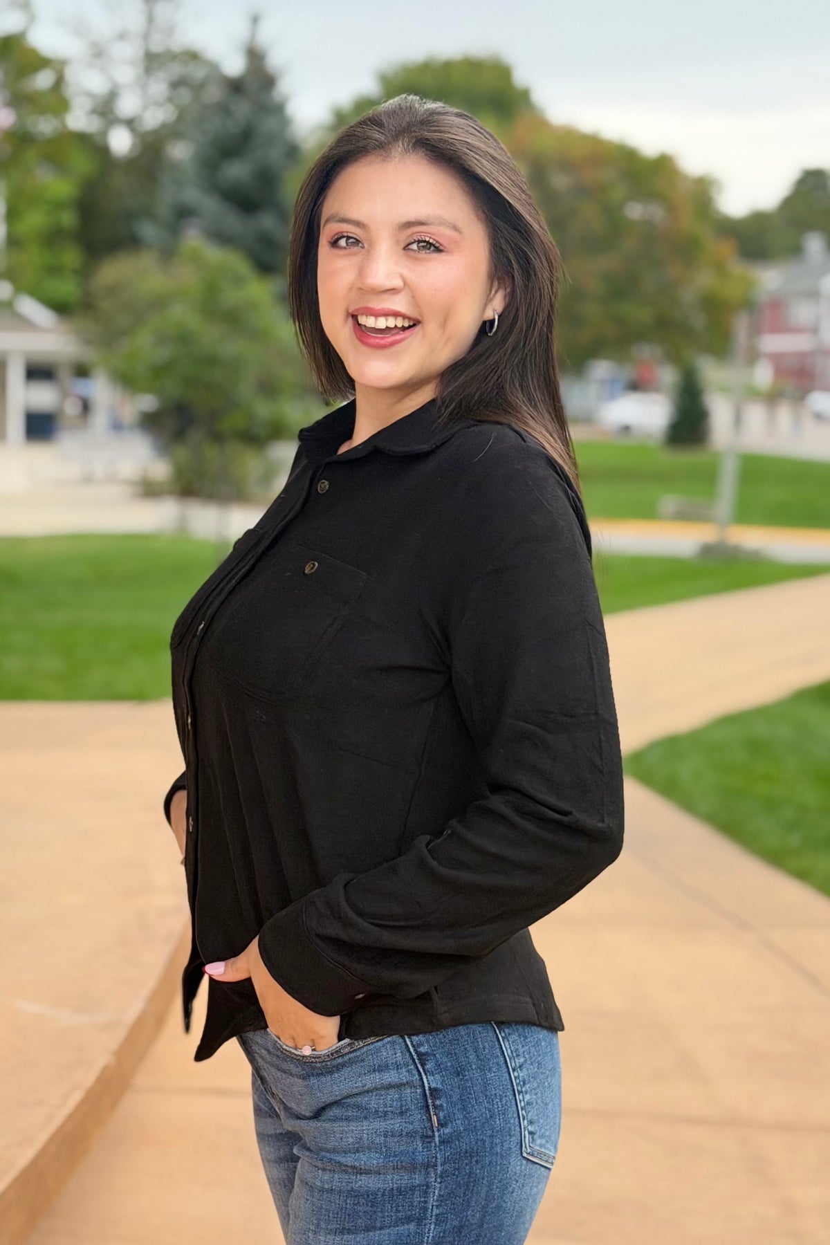 Super Soft Button Up - Black