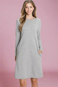 Long Sleeve Everyday Dress - Grey