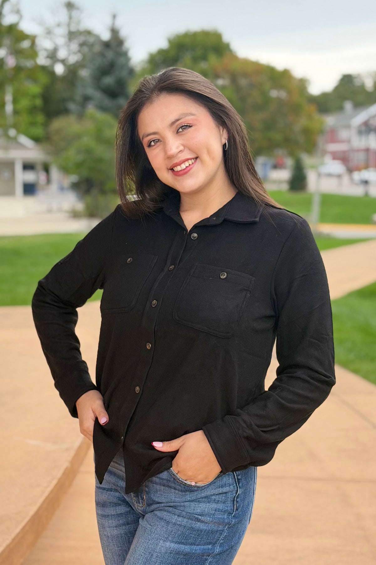 Super Soft Button Up - Black