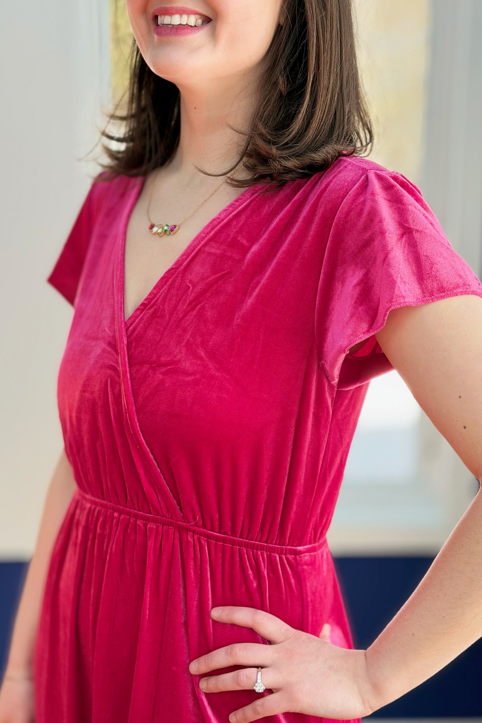 Velvet Maxi Dress - Fuchsia