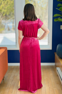 Velvet Maxi Dress - Fuchsia