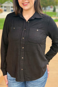 Super Soft Button Up - Black