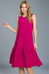 Sleeveless Tiered Dress Fuchsia