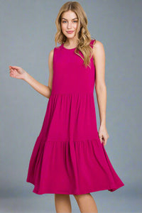 Sleeveless Tiered Dress Fuchsia
