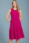 Sleeveless Tiered Dress Fuchsia