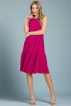 Sleeveless Tiered Dress Fuchsia
