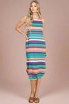 Colorful Striped Ribbed Dress