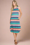 Colorful Striped Ribbed Dress