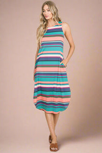 Colorful Striped Ribbed Dress