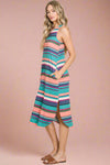 Colorful Striped Ribbed Dress