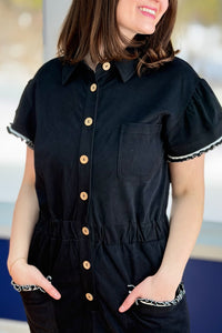 Button Down Ruffle Dress/Skort - Black