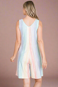 Rainbow Striped Sleeveless Romper