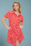 Poppy Tie Waist Dress Red