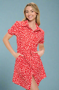 Poppy Tie Waist Dress Red