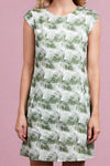 Palm Leaf Cap Sleeve Dress Green