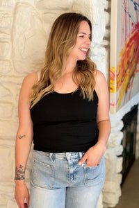 Lace Racerback Tank  - Black