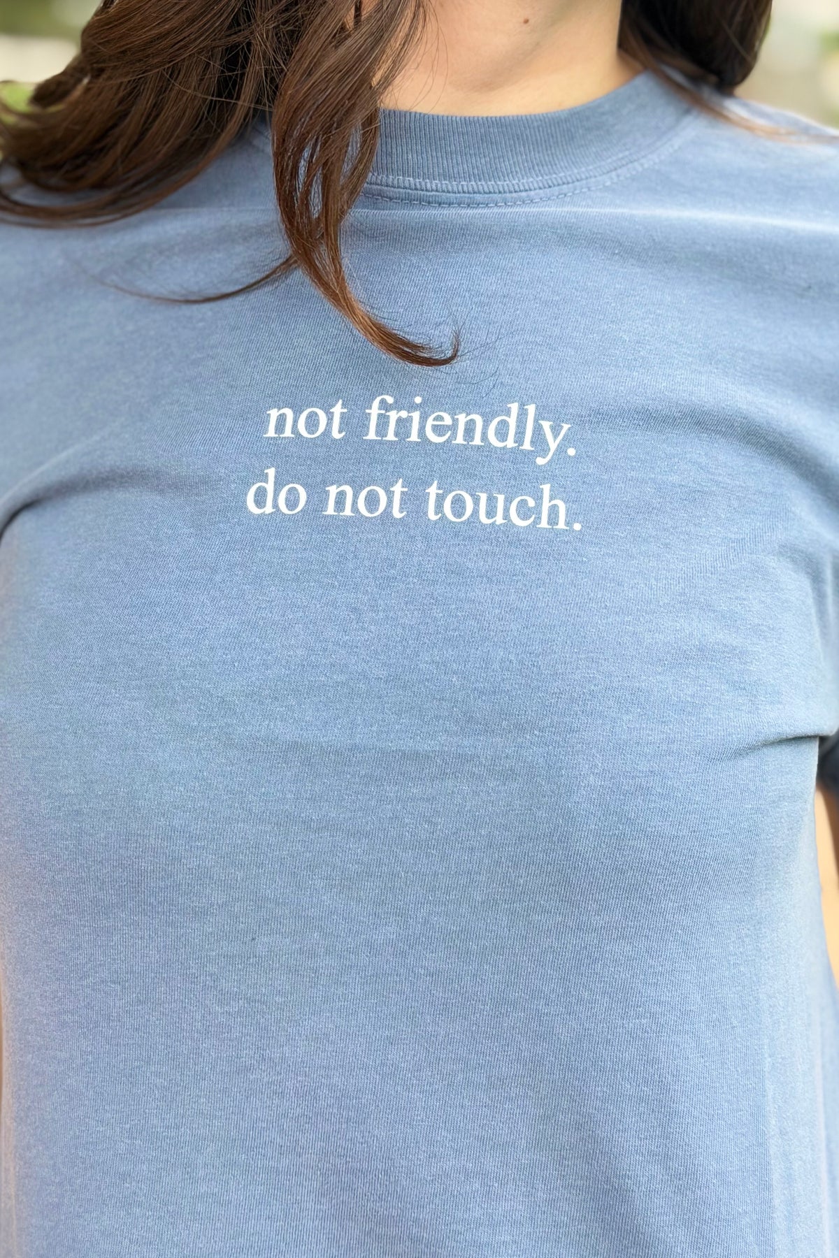 Not Friendly, Do Not Touch Tee - Blue Jean