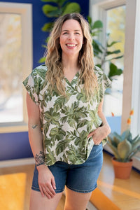 Printed Short Sleeve Top - Green