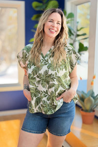 Printed Short Sleeve Top - Green