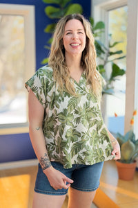 Printed Short Sleeve Top - Green