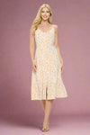 Button Down Floral Print Summer Dress Cream