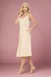 Button Down Floral Print Summer Dress Cream