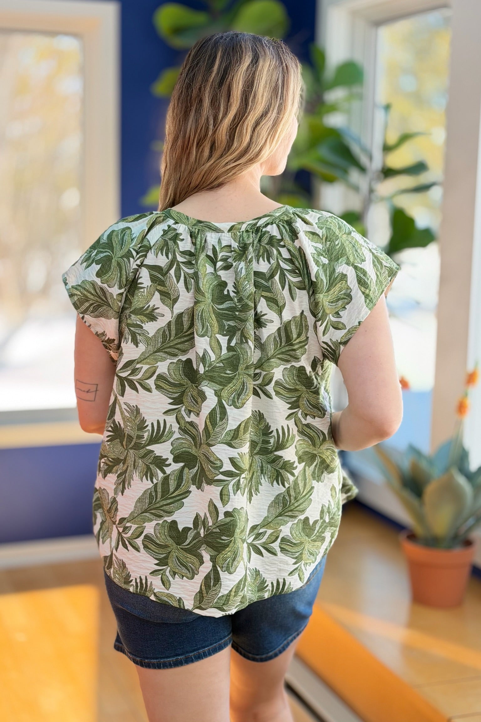 Printed Short Sleeve Top - Green