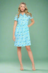 Avocado Print Dress Blue